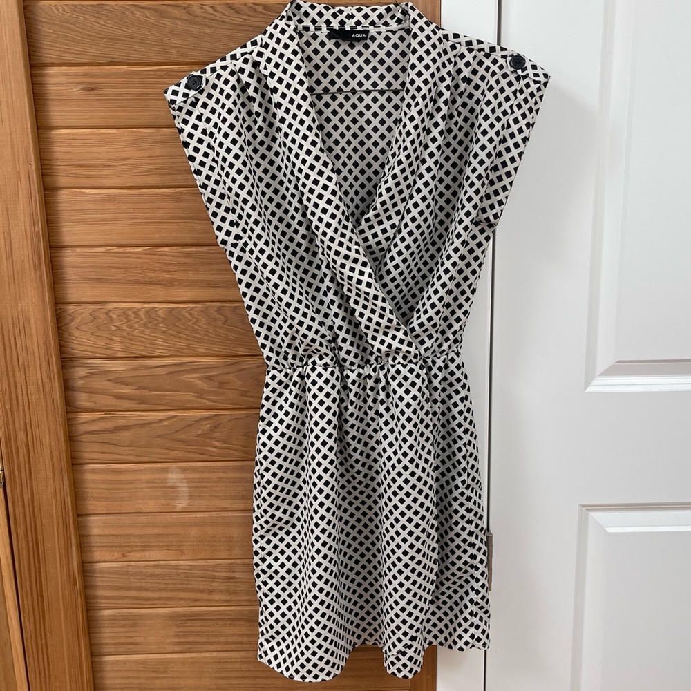 Aqua Busness Casual Faux Wrap Dress
